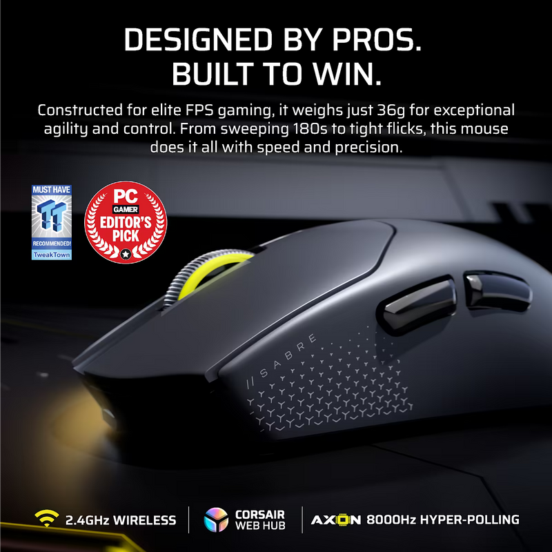 Corsair SABRE v2 PRO Ultralight Wireless Gaming Mouse - White