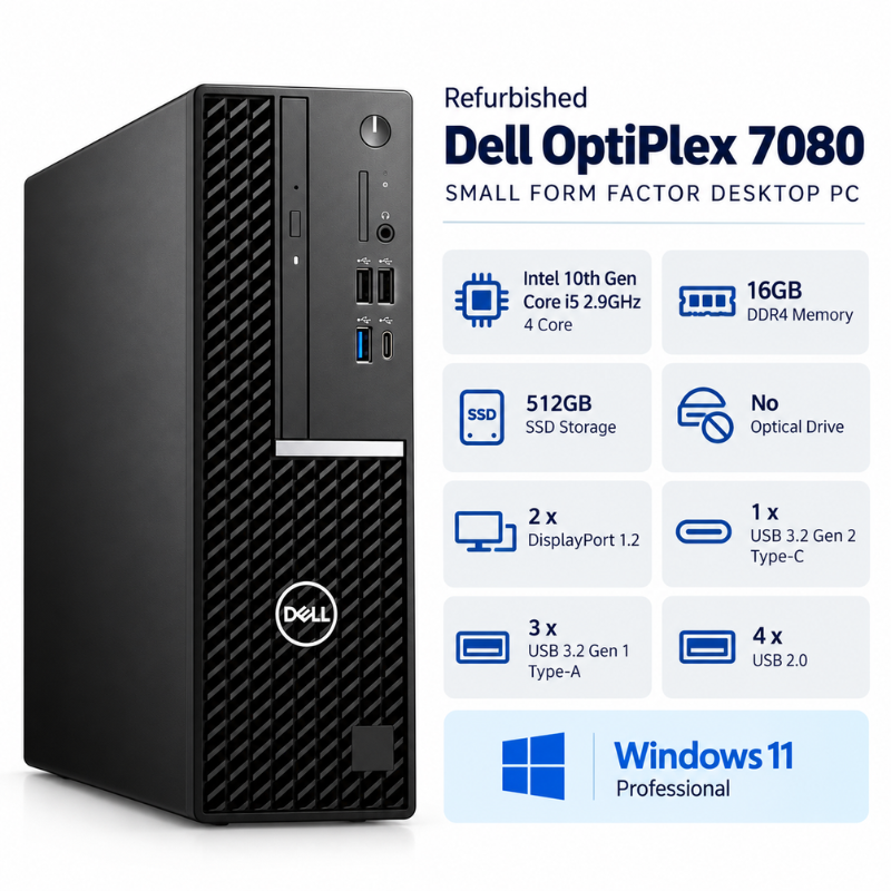 Dell OptiPlex 7080 SFF Refurbished Desktop i5 16GB RAM 512GB SSD
