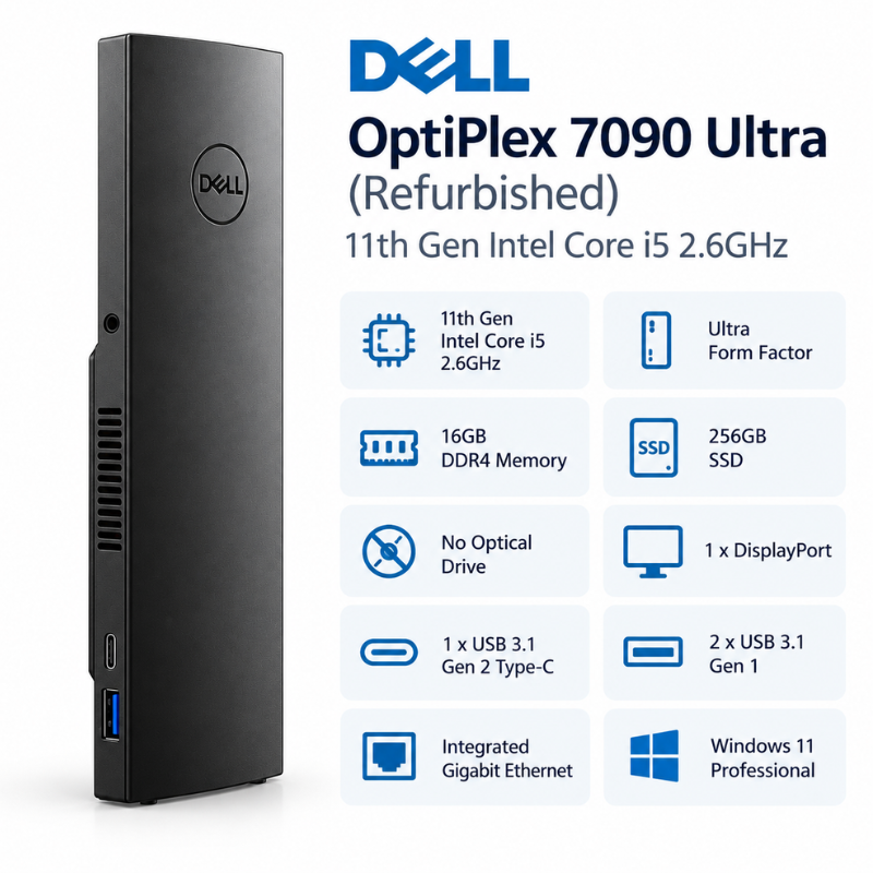 Dell OptiPlex 7090 Ultra Refurbished Desktop i5 16GB RAM 256GB SSD