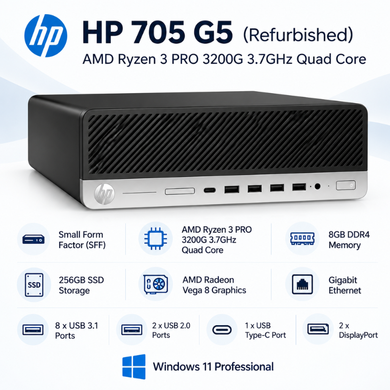 HP EliteDesk 705 G5 SFF Refurbished Desktop PC