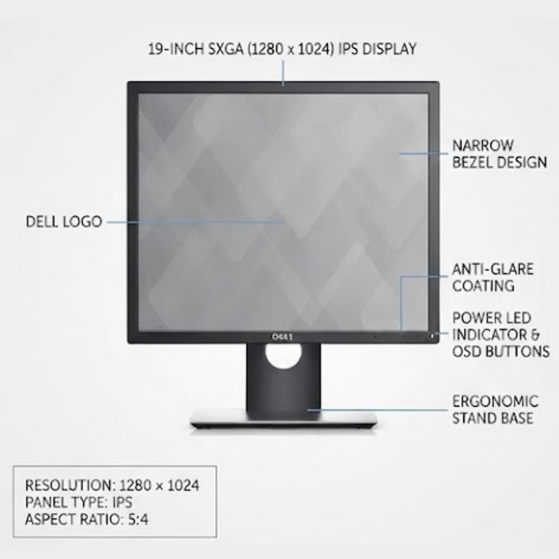 DELL 19 MONITOR P1917S - 48CM(19INCH) BLACK SAF 3YR NBD