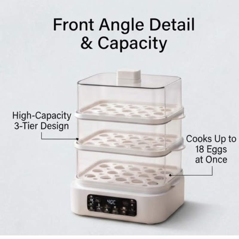 Egg Cooker LX-4103 – 18-Egg 2-Tier Steamer