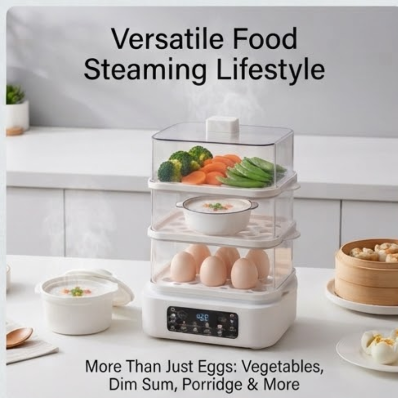 Egg Cooker LX-4103 – 18-Egg 2-Tier Steamer