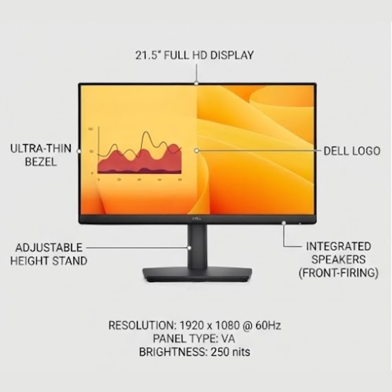 DELL PRO 22 ADJUSTABLE STAND MONITOR - E2225HSM