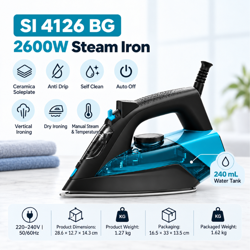 SI 4126 BG Steam Iron – 2600W – Black and Blue