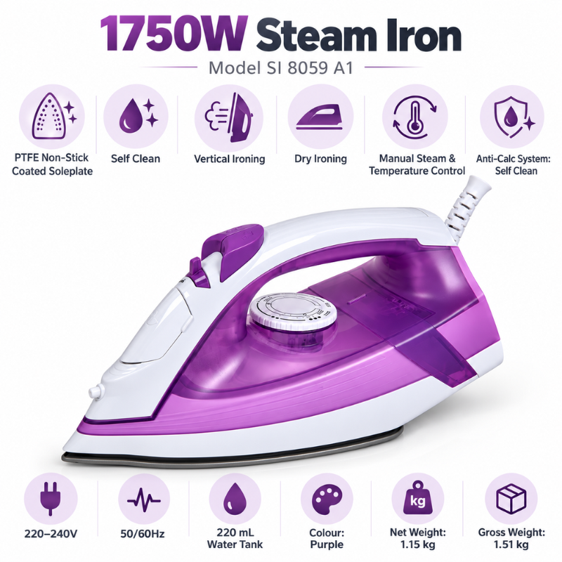 SI 8059 A1 Steam Iron – 1750W – Purple