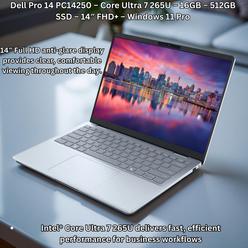 Dell Pro 14 Plus PB14250 – Intel Core Ultra 7 265U (vPro) | 16GB LPDDR RAM | 512GB NVMe SSD | 14