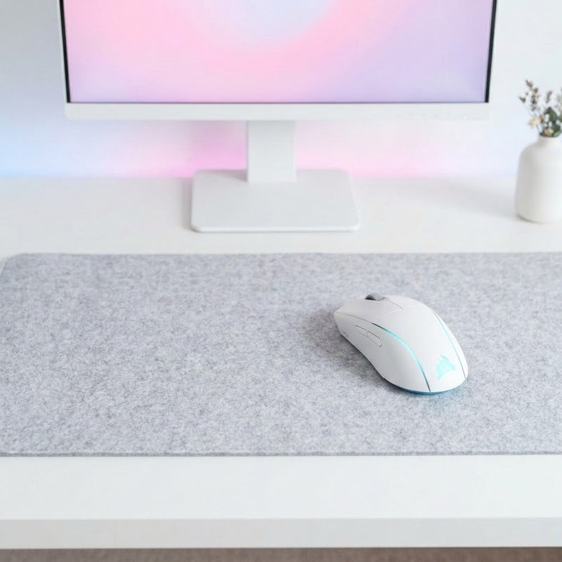 Lifestyle: Corsair M75 Wireless Lightweight RGB Gaming Mouse - White on a desk (illustrative image; the first photo shows the actual product)