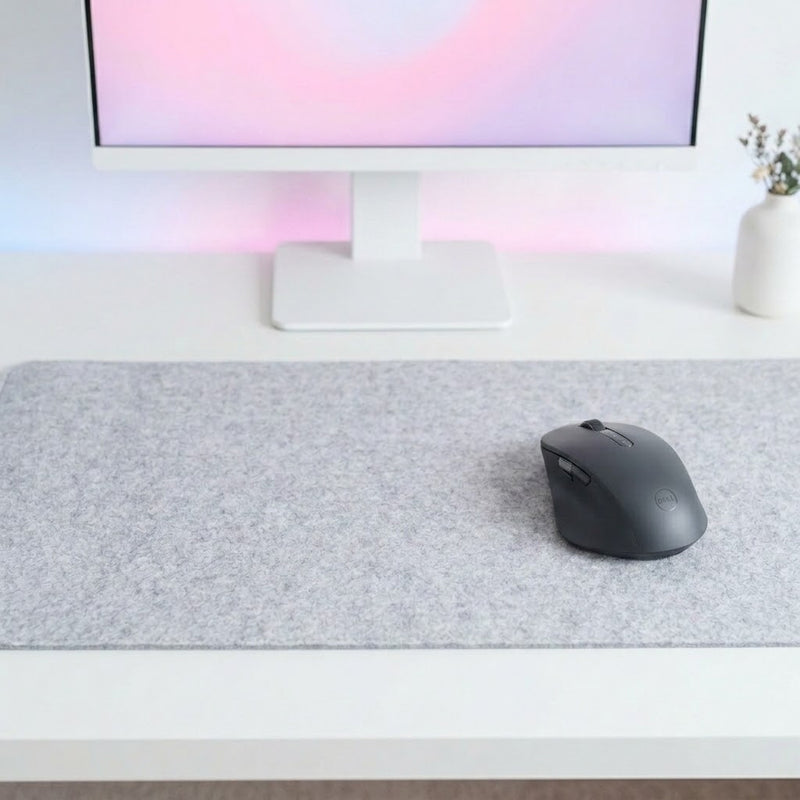Lifestyle: DELL RECHARGEABLE MULTI-DEVICE MOUSE - MS900 on a desk (illustrative image; the first photo shows the actual product)