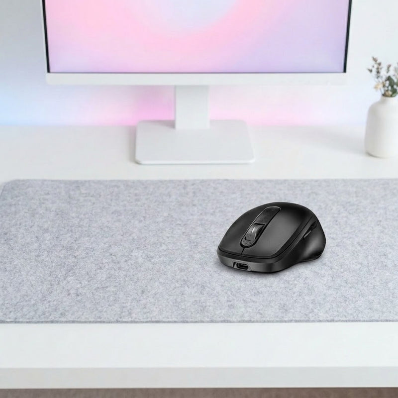 Lifestyle: HP 515 UF RECHBL WIRELESS MOUSE on a desk (illustrative image; the first photo shows the actual product)