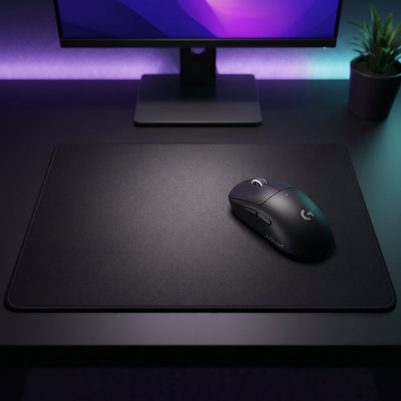 Lifestyle: Logitech G Pro X Superlight 2 DEX Wireless Gaming Mouse - Black on a desk (illustrative image; the first photo shows the actual product)