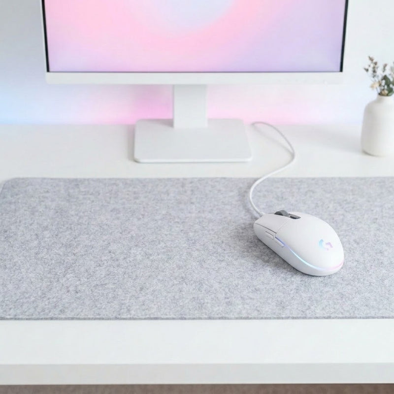 Lifestyle: Logitech G102 Lightsync RGB Gaming Mouse - White on a desk (illustrative image; the first photo shows the actual product)