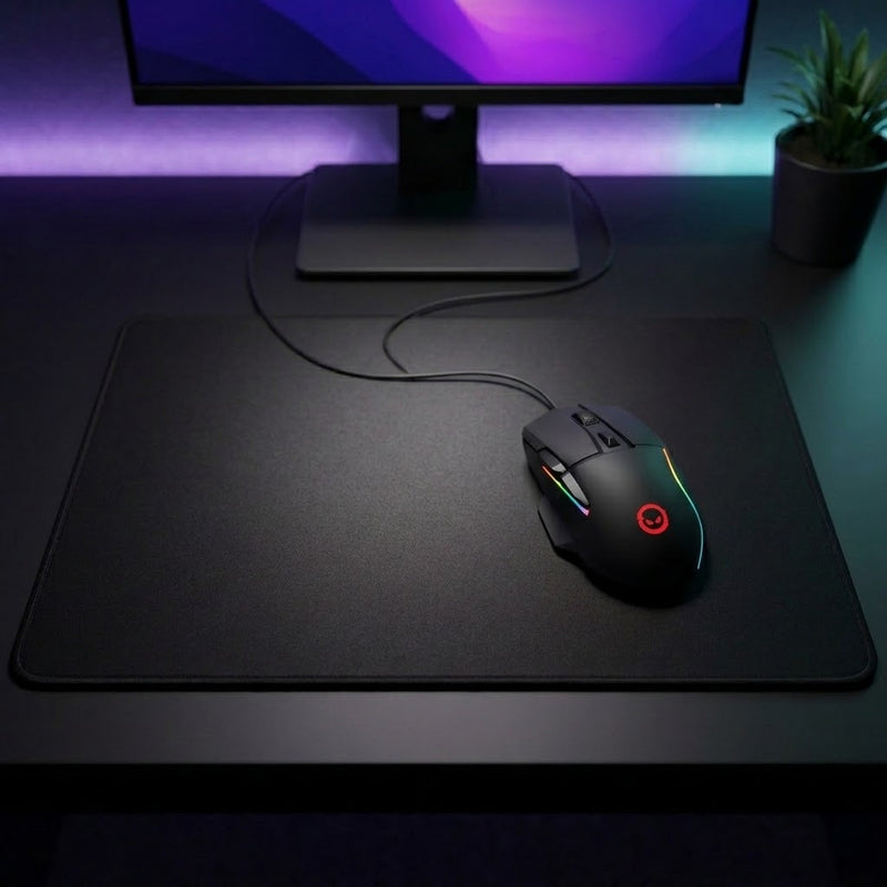 Lifestyle: Lorgar Jetter 357 Wired Gaming Mouse on a desk (illustrative image; the first photo shows the actual product)