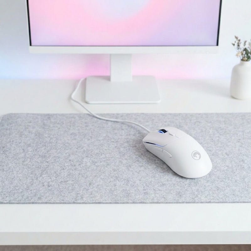 Lifestyle: Marvo G950 Niro 40 Gaming Mouse - White on a desk (illustrative image; the first photo shows the actual product)