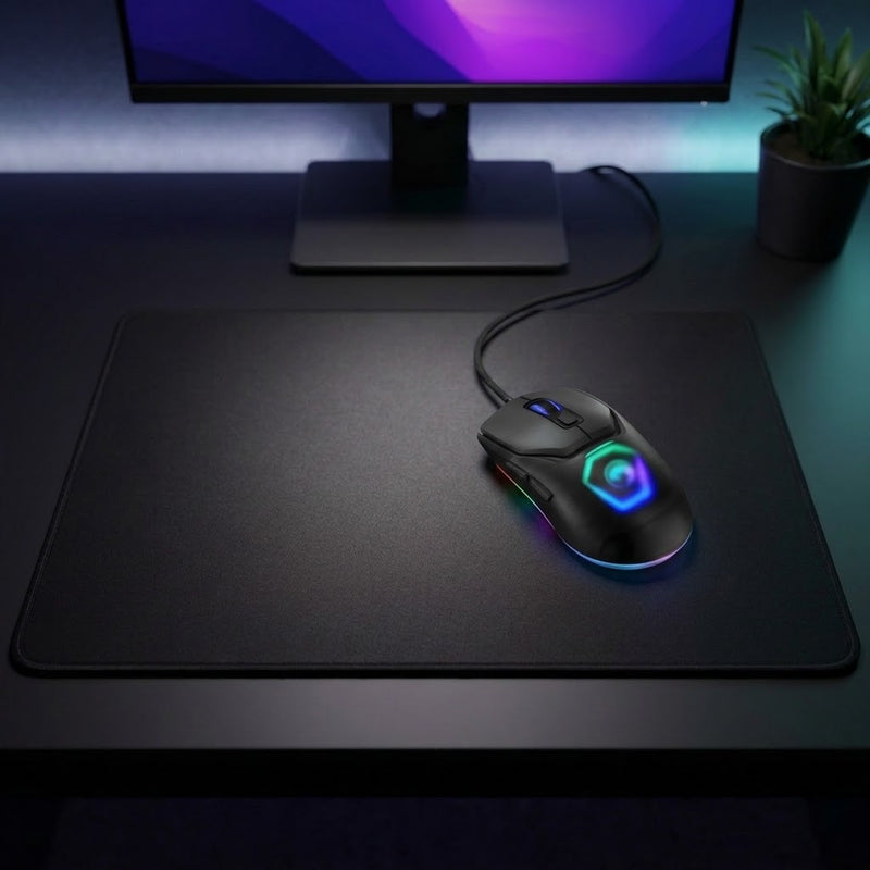 Lifestyle: Marvo Z Fit Lite 12000 DPI Gaming Mouse - Black on a desk (illustrative image; the first photo shows the actual product)