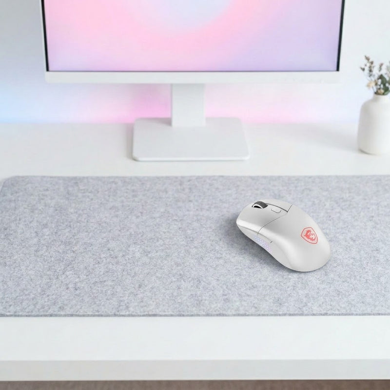 Lifestyle: MSI Versa 300 Elite Wireless Gaming Mouse - White on a desk (illustrative image; the first photo shows the actual product)