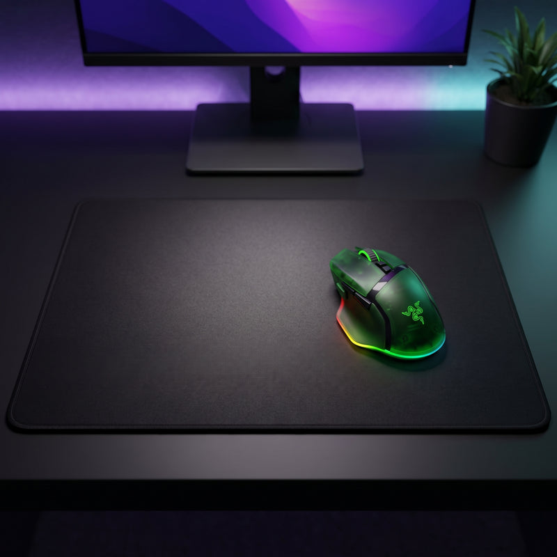 Lifestyle: Razer Basilisk V3 Pro 35K Wireless Gaming Mouse - Phantom Green on a desk (illustrative image; the first photo shows the actual product)