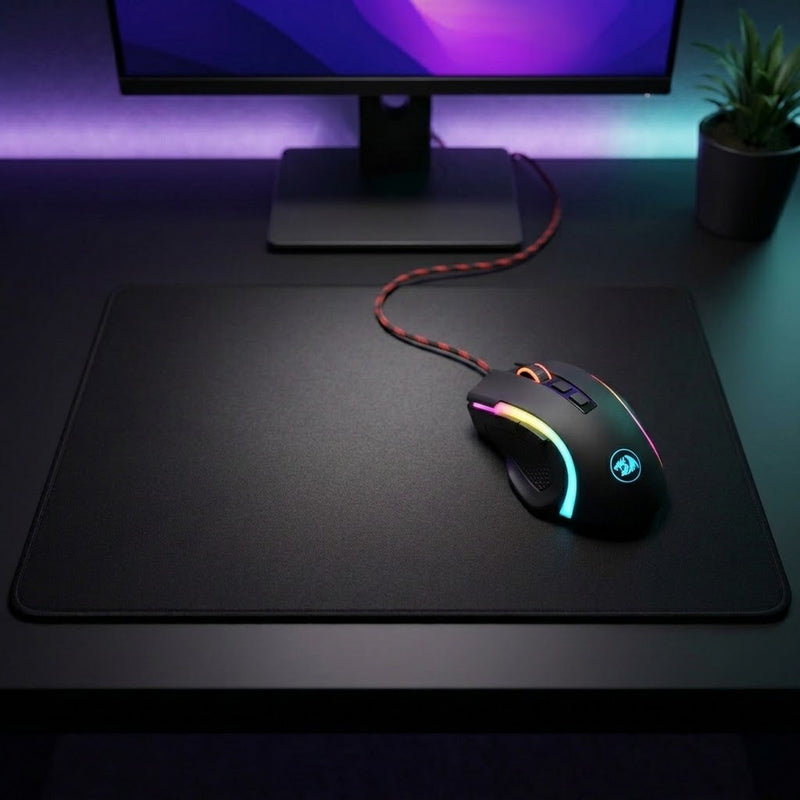 Lifestyle: Redragon M607 Griffin RGB Wired Gaming Mouse | 7200 DPI, Black on a desk (illustrative image; the first photo shows the actual product)