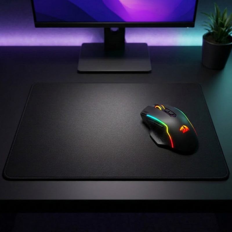 Lifestyle: Redragon M810 Taipan Max Tri-Mode Wireless Gaming Mouse | 12000 DPI, RGB, Black on a desk (illustrative image; the first photo shows the actual product)