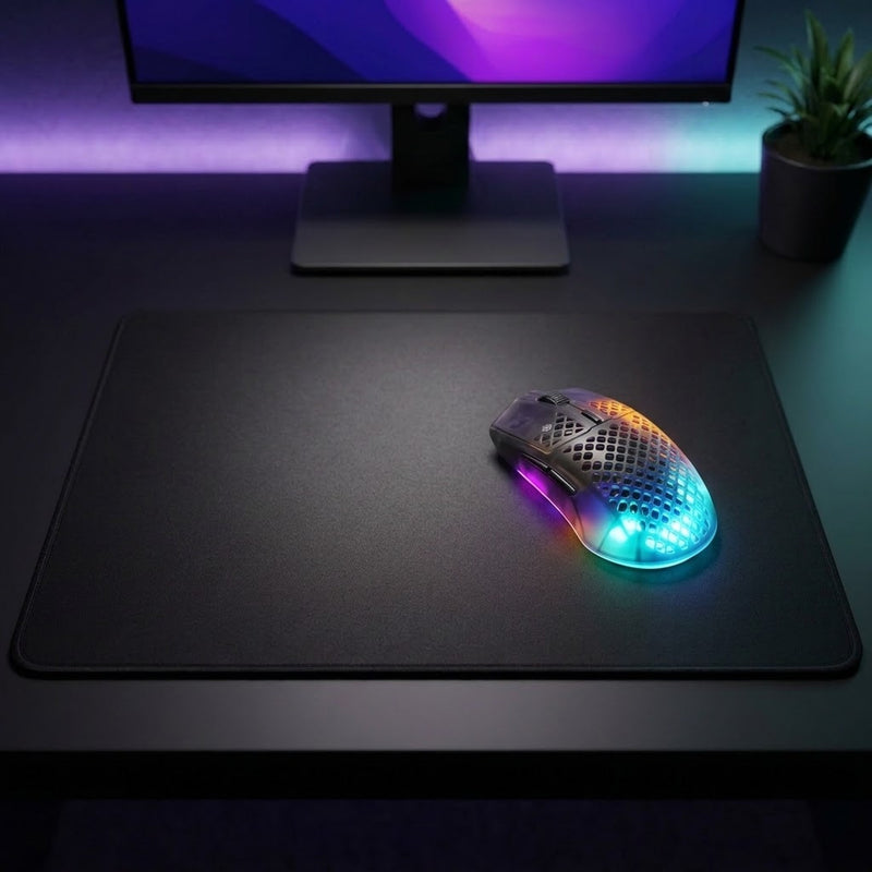Lifestyle: SteelSeries Aerox 3 Wireless Gen 2 Gaming Mouse - Shadow on a desk (illustrative image; the first photo shows the actual product)