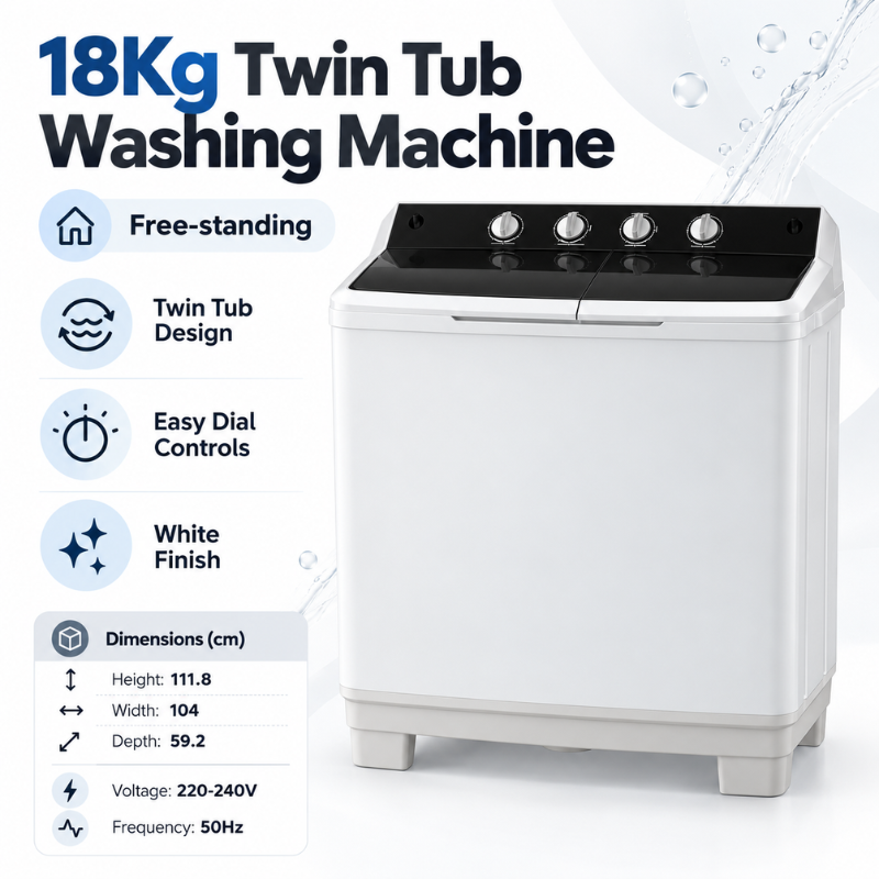 18kg Twin Tub Washing Machine – White – DTT 180
