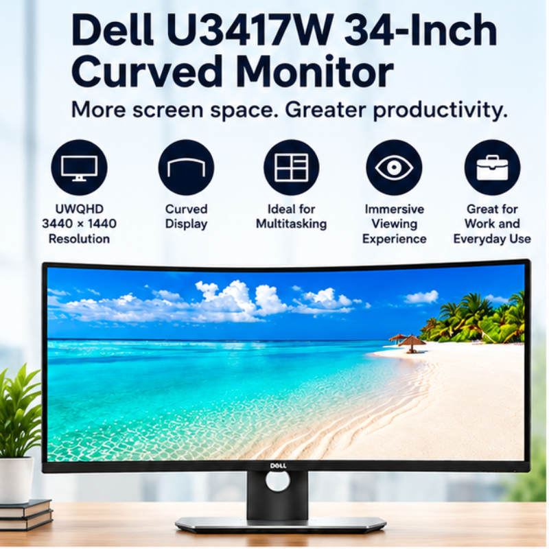 Dell U3417W 34-Inch Curved UWQHD Refurbished Monitor