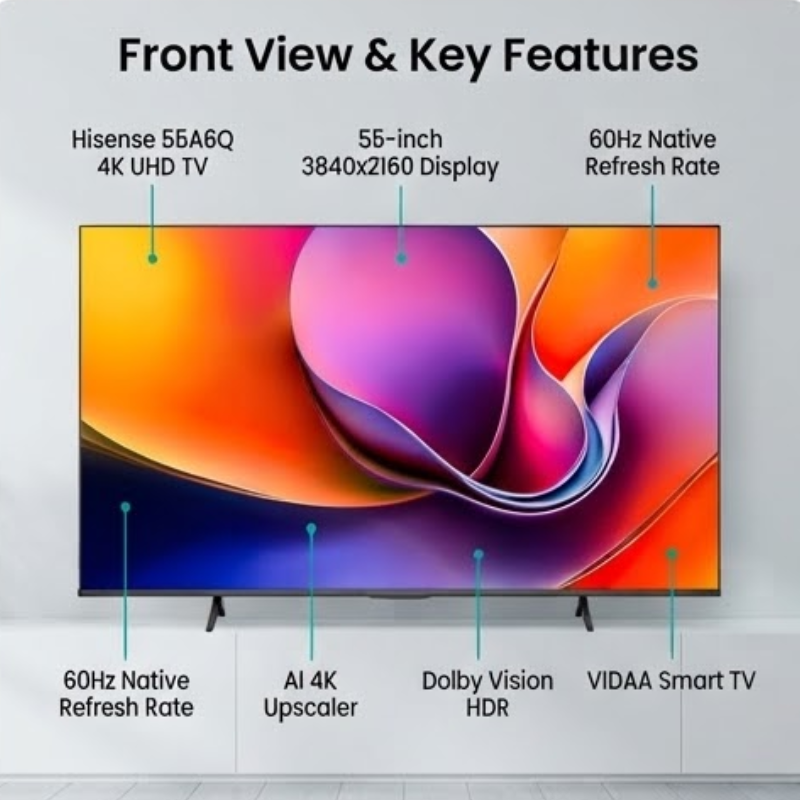 Hisense 55A6Q 55-Inch 4K UHD VIDAA Smart TV with Dolby Vision