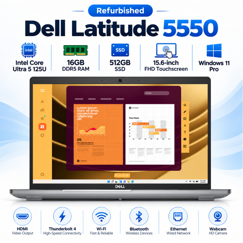 Dell Latitude 5550 Refurbished Core Ultra 5 Touchscreen Laptop