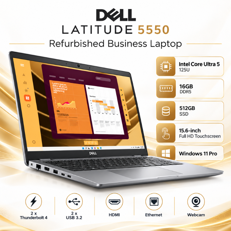 Dell Latitude 5550 Refurbished Core Ultra 5 Touchscreen Laptop