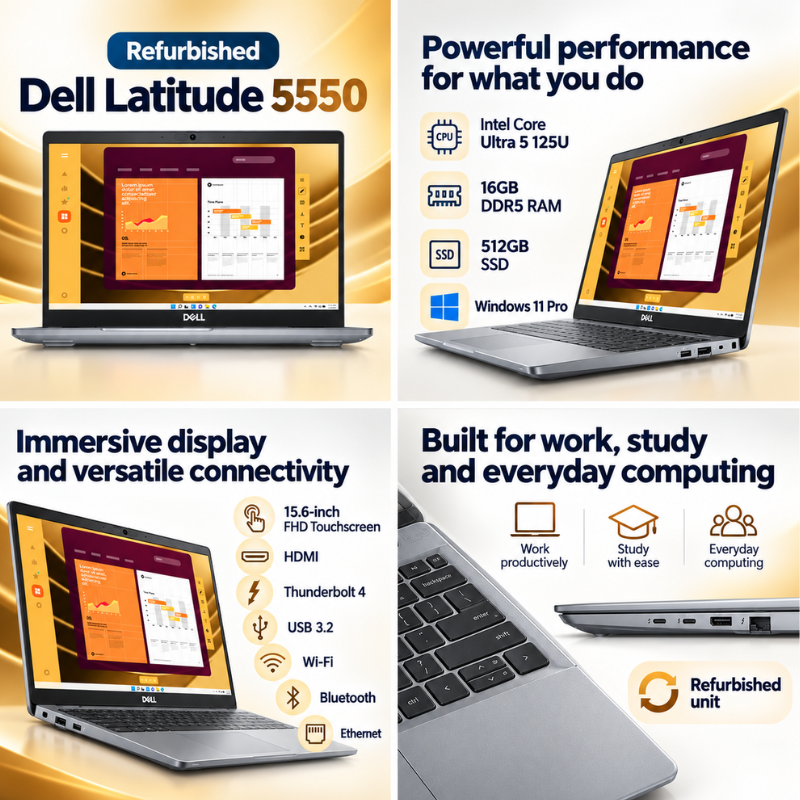 Dell Latitude 5550 Refurbished Core Ultra 5 Touchscreen Laptop