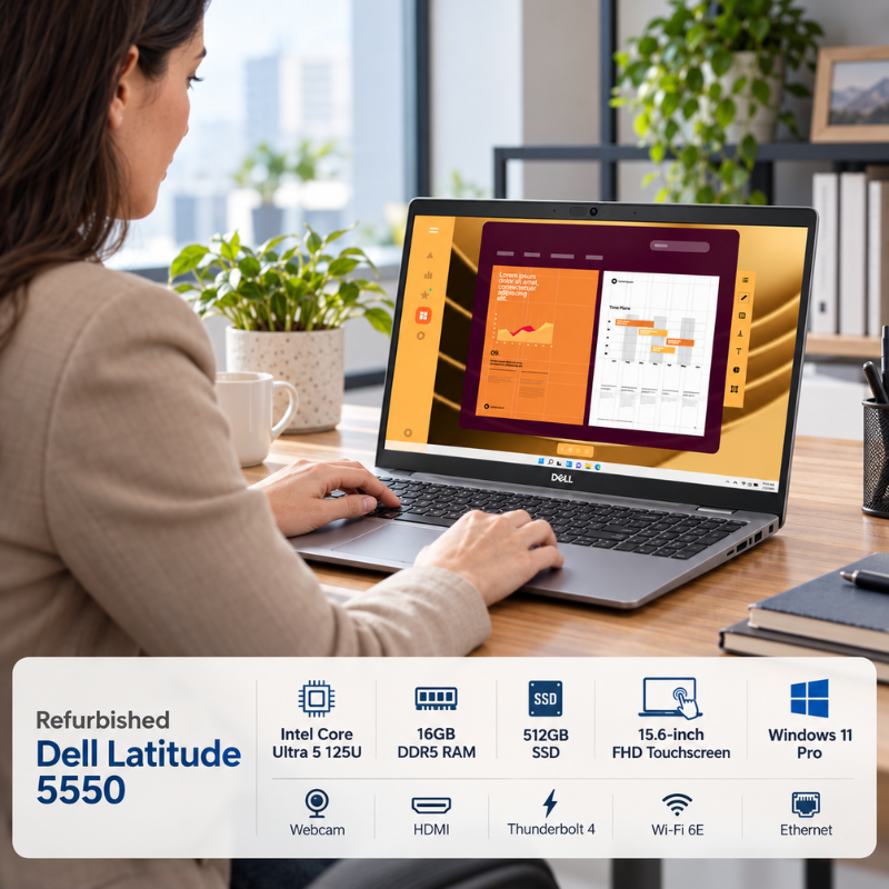 Dell Latitude 5550 Refurbished Core Ultra 5 Touchscreen Laptop