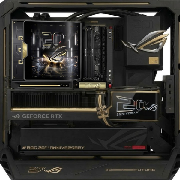 ROG Edition 20 Anniversary Gaming PC – Ryzen 9 9950X3D | ROG Astral RTX 5090 Edition 20 32GB | 96GB DDR5 6400MHz | 4TB NVMe | Windows 11 Pro | ROG GR20 Edition 20 Open-Frame Case