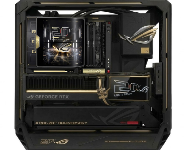 ROG Edition 20 Anniversary Gaming PC – Ryzen 9 9950X3D | ROG Astral RTX 5090 Edition 20 32GB | 96GB DDR5 6400MHz | 4TB NVMe | Windows 11 Pro | ROG GR20 Edition 20 Open-Frame Case