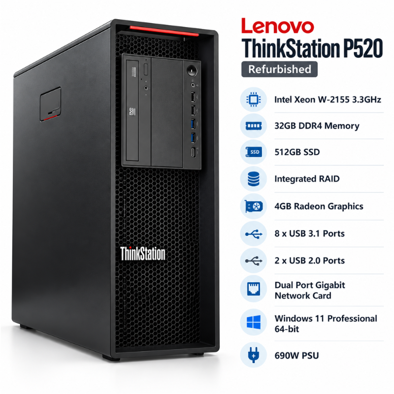 Refurbished Lenovo ThinkStation P520 Xeon W-2155 Workstation