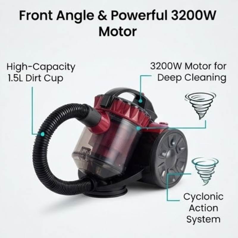 3200W High Suction 1.5L Canister Vacuum Cleaner