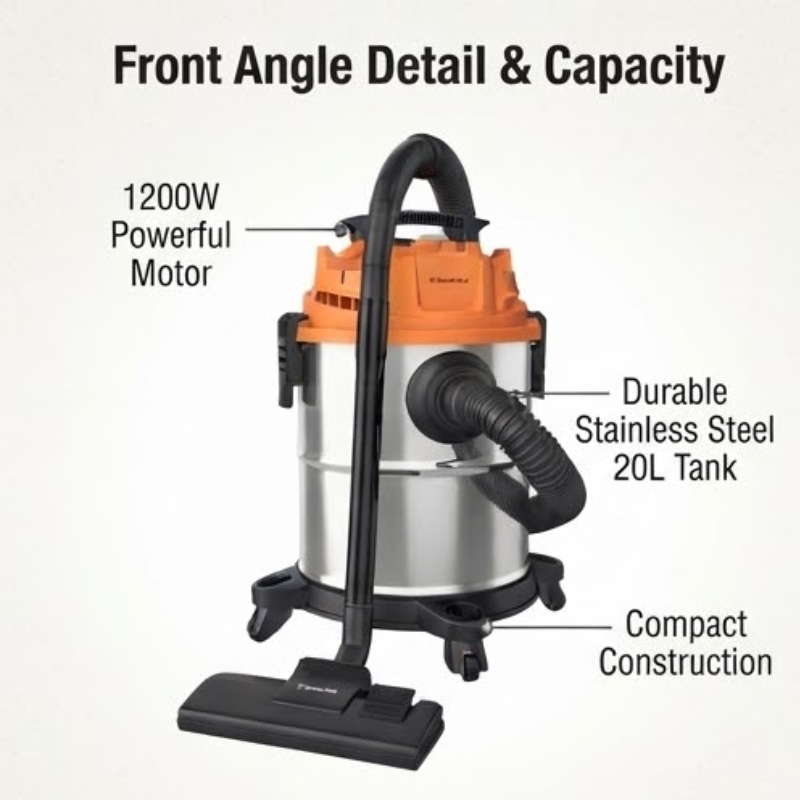 1200W 20L Stainless Steel Wet & Dry Vacuum Cleaner
